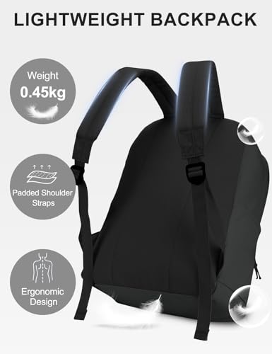 VASCHY Lightweight Backpack for School, Classic Basic Water Resistant Casual Daypack for Travel with Bottle Side Pockets (Gray) - color: Dark Gray