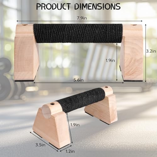 Wooden Parallettes Bars - 30CM Calisthenics Equipment for Handstand Training, Push Up Bars & Strength Training,Oak Wood Parallel Bar, Non-Slip Base for Handstand Blocks, Pushup Handles & Planks