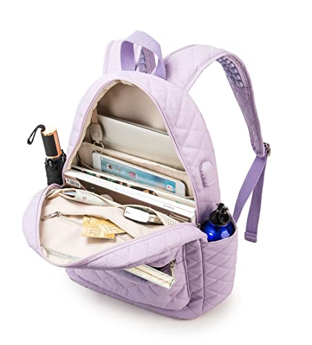 Kinmac Laptop Backpack with Massage Cushion Straps and USB Charging Port for Laptop Up to 15.6 Inch Men Women Travel Outdoor Backpack (Purple) - color: Purple Embroider