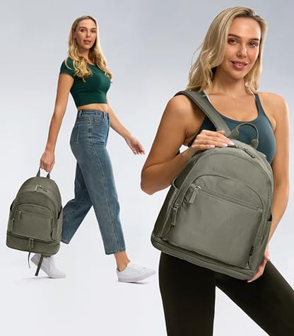Uselike Gym Backpack for Women Men, Lightweight Gym Bag with Shoe Compartment, Waterproof Workout Backpack with Wet Pocket - color: Grey Sage