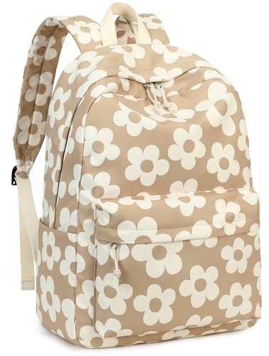 Bluboon School Backpack for Teen Girls Women Laptop Backpack College Bookbags Middle School Travel Work Commuter Back Pack - color: Brown Flower 157