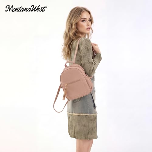 Montana West Mini Backpack Purse for Women Anti Theft Backpacks with Secured Zipper and Tassel - color: Medium Pink