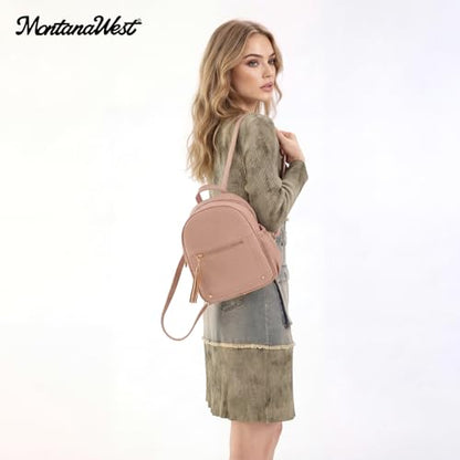 Montana West Mini Backpack Purse for Women Anti Theft Backpacks with Secured Zipper and Tassel - color: Medium Pink