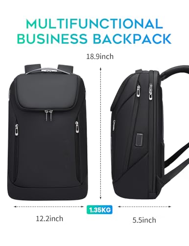 FUTURE AESTHETIC Business Smart Backpack Waterproof fit 15.6 Inch Laptop Backpack with USB Charging Port,Travel Backpack - color: Black