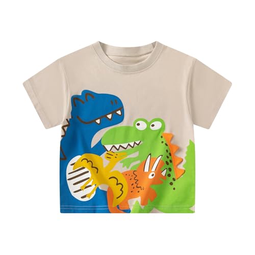 PINU Boys Girls Dinosaur T-Shirt Short Sleeve Cotton Graphic Tees for Kids Cute Summer Tops Comfortable Casual Playwear - color: 8367-grey, size: 7 Years