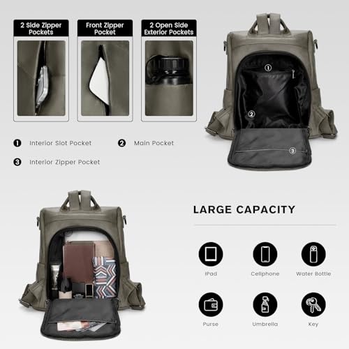 molshine Backpack,Fashion Casual Travel PU Leather Daypack Bag Shoulder Rucksack Handbags for Women HB041 - color: Green