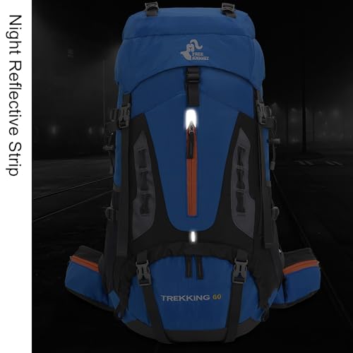 Bseash 60L Hiking Camping Backpack with Rain Cover, Waterproof Large Capacity Outdoor Sport Travel Daypack Climbing Touring (Navy Blue) - color: Navy Blue