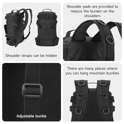 KOMCLUB Fishing Bag Black Fishing Sling Tackle Storage Backpack Outdoor Large Fishing Bag with Waterproof Rain Cover Fishing Gifts for Men - color: Black