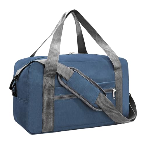 15 Inch Small Carry On Bags for Airplanes Spirit Airlines Personal Item Bag Underseat Foldable Travel Duffle Gym Bags for Women Men(20L,Navy) - color: Navy, size: 20L