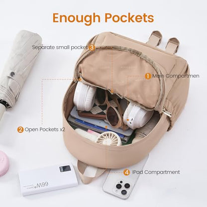 LOVEVOOK Mini Backpack Purse for Women, Small Puffer Lightweight Backpack, Casual Daily Daypack Purse for Women, back pack with Anti-theft Pocket for Travel-Khaki - color: Khaki