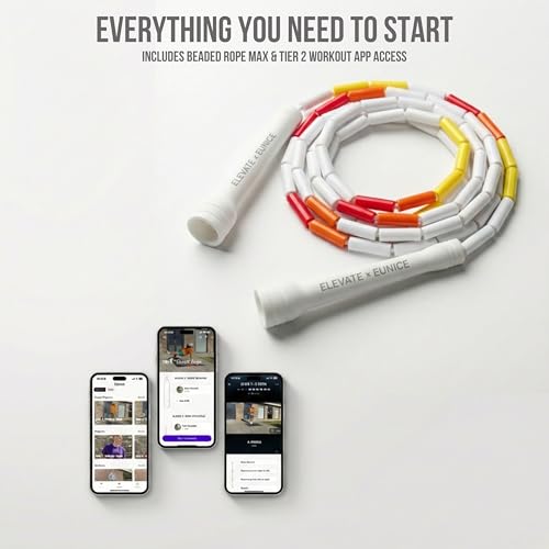 Pro-Grade Beaded Jump Rope for Beginners - color: White/Red/Orange/Yellow