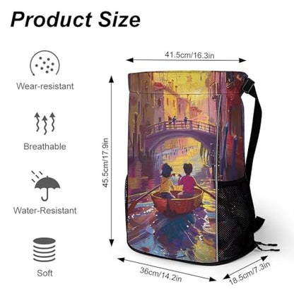 Drawstring Gym Backpack with Shoe Compartment And Wet Pocket, 28L Lightweight Waterproof Take A Raft Sports Backpack for Workout Swim Beach Travel String Bag for Men Women
