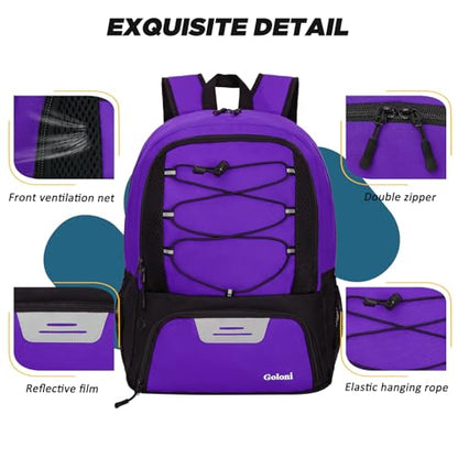 Goloni Soccer Bag, Basketball Bag with Ball Compartment & Shoe Compartment,Large Soccer Backpack for Basketball,Gym，Football - color: Purple