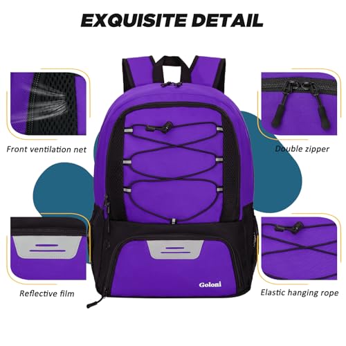 Goloni Soccer Bag, Basketball Bag with Ball Compartment & Shoe Compartment,Large Soccer Backpack for Basketball,Gym，Football - color: Purple