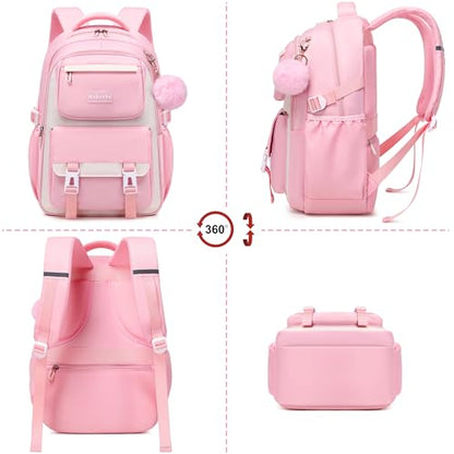 Makukke School Backpack for Girls Book Bag Set, School Bag for Teens Girls Kid Children Elementary Middle School Student, Waterproof Black Backpack - color: Black