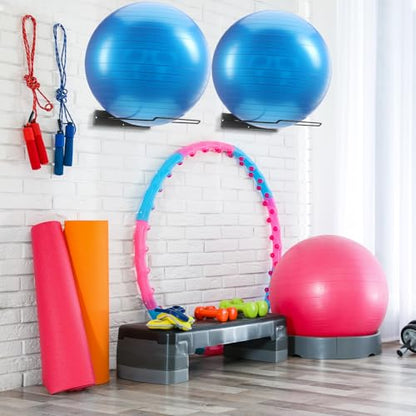 Threan Metal Medicine Ball Rack Wall Mounted 16.6'' Large Yoga Storage Ball Rack Thickened Black Sport Exercise Equipment Holder for Home Gyms Studios Space
