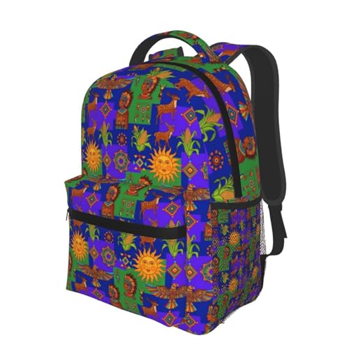 Stylish Commuter Backpack Oaxaca Mexico Mexican Mayan Tribal Art, Lightweight Laptop Daypack for Work Office Daily and Travel - color: Pattern (261)
