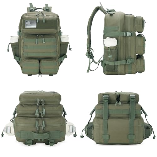 55L Tactical Backpack Heavy Duty Military Rucksack Molle Backpack 3 Day Assault Pack for Work Outdoors - color: Green