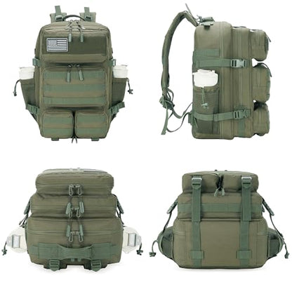 55L Tactical Backpack Heavy Duty Military Rucksack Molle Backpack 3 Day Assault Pack for Work Outdoors - color: Green