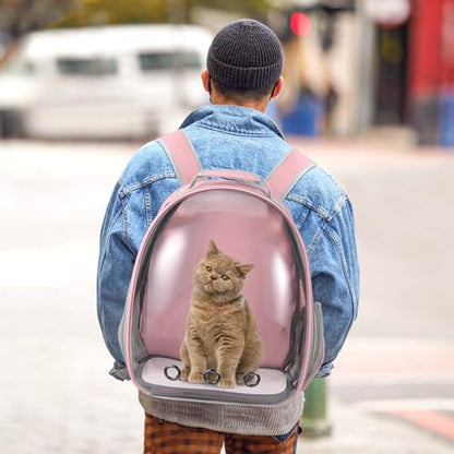 Cat Carrier Backpack, Pet Carrier Backpack Front Pack for Small Medium Cat Puppy Dog Carrier Backpack Bag Space Capsule, Airline-Approved Pet Carrier for Travel Hiking Walking Camping (Pink) - color: Pink