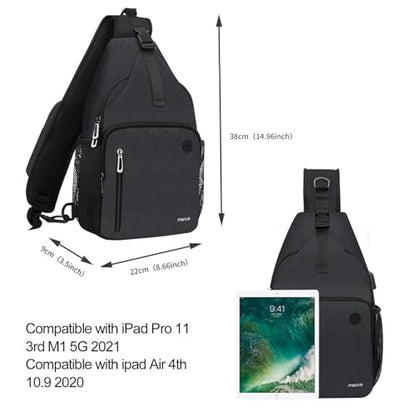 MOSISO Sling Backpack Bag, Crossbody Shoulder Bag Travel Hiking Daypack Chest Bag with Front Square Pocket&USB Charging Port - color: Slate Gray