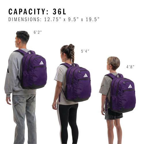 adidas Striker 3 Team Sports Backpack – Daypack for Sports Gym Travel, 36L, Collegiate Purple, OSFA - color: Collegiate Purple