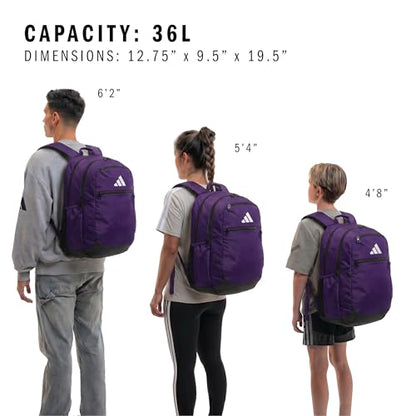 adidas Striker 3 Team Sports Backpack – Daypack for Sports Gym Travel, 36L, Collegiate Purple, OSFA - color: Collegiate Purple