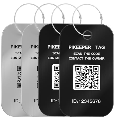 QR Code Retrieve Smart Luggage Tags for Suitcases, Suitcase Tag Information Self Modifiable, Easy Identify Personalized, Hide Information Durable Backpack Bag Tags Pack 4 - color: Black/Silver