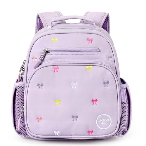 mibasies Toddler Backpacks for Girls 2-4: Quilted Backpack for Preschool Prek Daycare - Cute 12 Inches Bookbag for Little Kids Bow Purple - color: Bow Purple, style: Toddler-12"h(not Fit Folder)