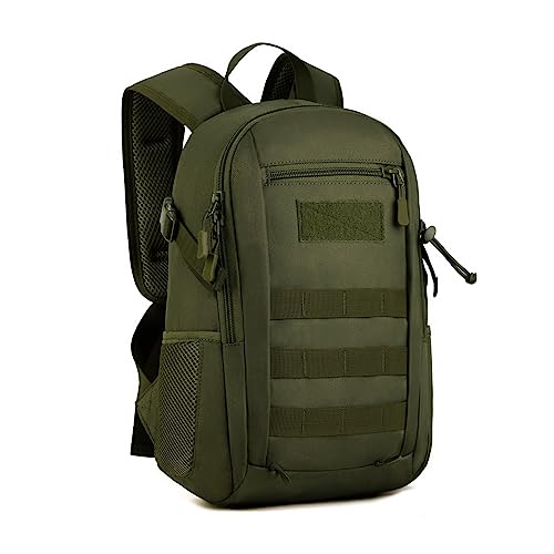 HUNTVP 10L Tactical Backpack Small Backpack Mini Daypack Military MOLLE Rucksack Gear Tactical Assault Pack Bag for Hunting Camping Trekking (10L-Army Green) - color: Army Green, size: 10L