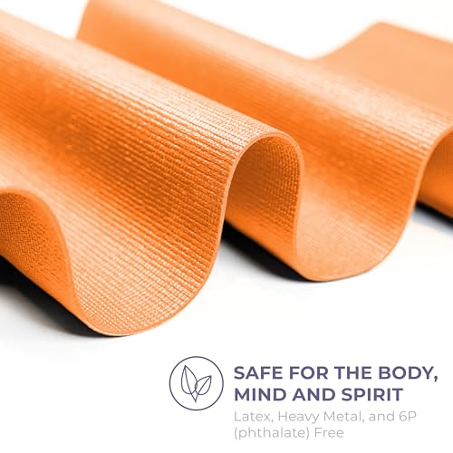Voyage Yoga Mat, 6 Pack, 72" x 24" Professional Studio and Gym Bulk Yoga Mats, 5mm Thick, Durable, Anti-Tear, Non Slip Fitness and Exercise Mats - color: Orange