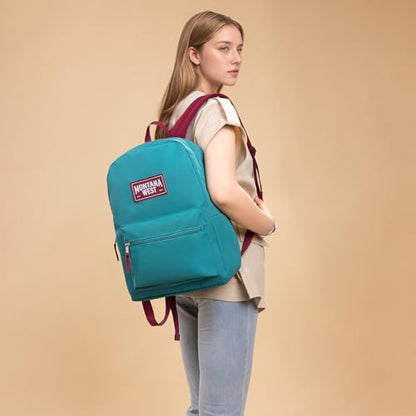 Montana West Backpack for Women Men 2 PCS Lightweight College Bookbags Casual Daypack Backpacks for Commute & Travel - color: Black & Turquoise