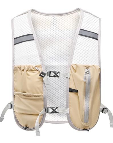 Small Lightweight Hiking Backpack, 3D Breathable Mesh Backpack with Water Bottle & Phone Pockets, Travel Daypack for Men Women, Cycling & City Tour - color: Khaki