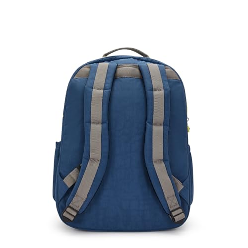 Kipling Women's Seoul Extra Large 17" Laptop Backpack, Durable, Roomy with Padded Shoulder Straps, Built-In Protective Sleeve - color: Fantasy Blue Block, size: 13.5''L x 17.75''H x 9''D