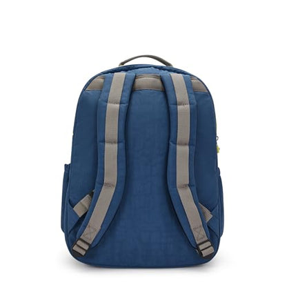 Kipling Women's Seoul Extra Large 17" Laptop Backpack, Durable, Roomy with Padded Shoulder Straps, Built-In Protective Sleeve - color: Fantasy Blue Block, size: 13.5''L x 17.75''H x 9''D