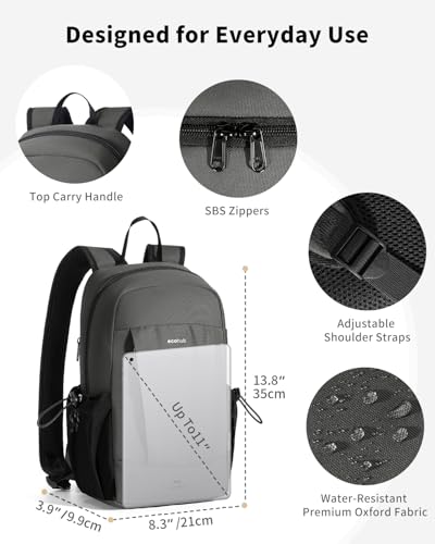 ECOHUB Mini Anti-Theft RFID Backpack for Women and Men, Water-Resistant, Lightweight Travel Daypack with iPad Sleeve, Key Holder, 9 Pockets, Daily Short Trips, Grey - color: Grey