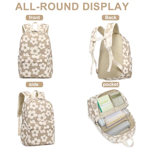 Bluboon Backpack for Girls Kids Preschool Backpack with Lunch Box Kindergarten Bookbag Toddler School Bags Set - color: Brown-large Florar