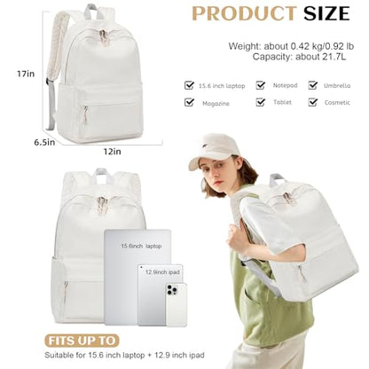 Bluboon School Backpack for Teen Girls Women Laptop Backpack College Bookbags Middle School Travel Work Commuter Back Pack(Solid Beige) - color: A Solid Beige