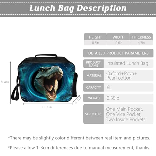 Dinosaur Backpack Kids Space Bookbag 16inch Schoolbag With Lunch Box Bag And Pencil Case Set For Boys Girls - color: Dinosaur