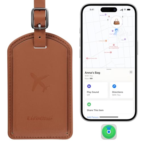 Luggage Tags Built-in Anti-Loss Tracker, Luxury Leather Luggage Tags for Suitcase, Travel Bags, Backpacks, Travel Organizer for Lost Baggage Prevention (Brown) - color: Brown