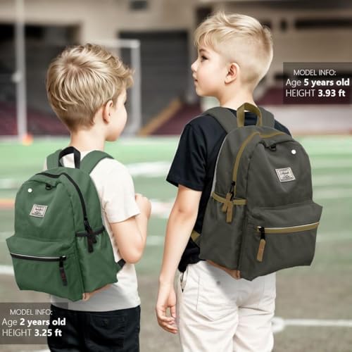atgark Toddler Backpack for Boys 2-5: Preschool Kindergarten Backpack - 13" Daycare Backpack Fit A4 Folder - color: Olives, style: Ages 2-5 (13" H Fit A4 Folder)