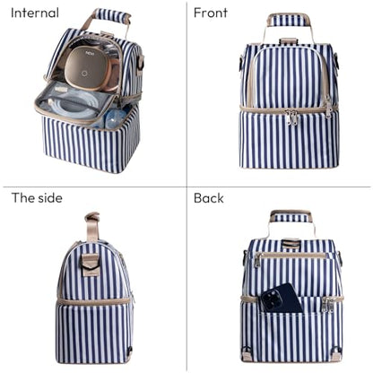 NCVI Breastmilk Cooler Bag with 2 Ice Pack, Breast Pump Bag with Cooler Fits 6 Bottles, Double Layer Breast Milk Baby Bottle Cooler Bag, for Travel, Nursing Mom Daycare, Work, Picnic (Stripe) - color: Stripe