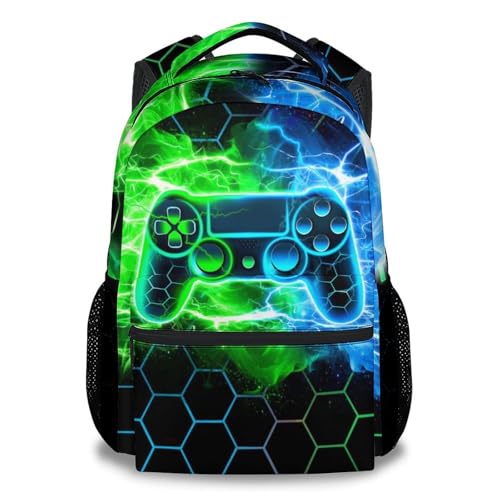 Gamer Backpack for Kids - 17 Inch Gamer Backpacks for Teen Boys, Cool Durable Toddler Schoolbag Gifts for Elementary Travel - color: Black