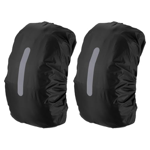 PATIKIL Waterproof Backpack Rain Cover, Non-Slip Backpack Cover with Vertical Reflective Strap Stay Dry - color: Black/Black, size: L(55-65L)