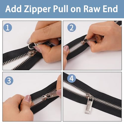 Deoward Zipper Pull Replacement Metal Zipper Handle Mend Fixer Tab Repair for Luggage, Backpacks, Suitcases, Jackets, Purses, Handbags (6 PCS) - style: Silver Zipper Pulls Cord