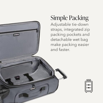 SWISSGEAR Sion Softside Expandable Spinner Luggage Durable Lightweight Travel Suitcase, Dark Grey, 3-Piece Set (Carry-On/Medium/Large) - color: Dark Grey, size: 3-Piece Set (Carry-On/Medium/Large)
