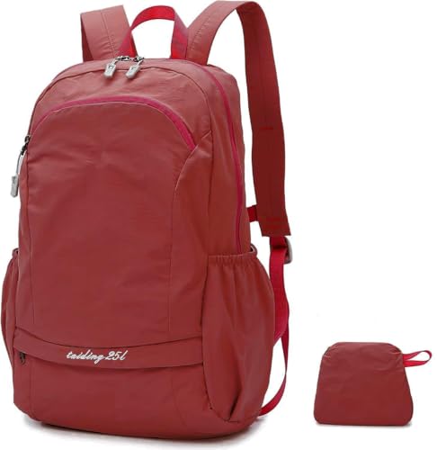 Fold Backpack-Lightweight Waterproof Packable Backpack for Travel and Outdoor, 25L Hiking Bag for Man and Women (24jhong) - color: 24jhong