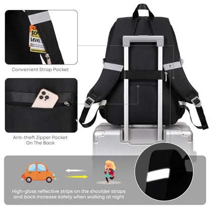 3PCS School Backpack For Student Women College Middle High Teen Girls Bookbag Waterproof Laptop Bag Plaid Black - color: Plaid Black