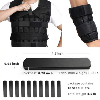 Mavee Fractional Weight Vest Plates, Rustproof Solid Steel Inserts for Rucking, Tactical Carrier & Strength Training - color: Black (E-Coated), size: 4.7 Inch (10 Pack / 3.5 Lbs)