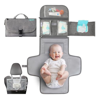 Kopi Baby Portable Diaper Changing Pad with Wipes Pocket, Premium Grey - color: Grey, size: Premium